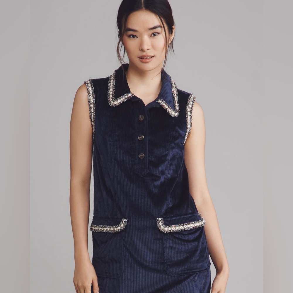 NWT Anthropologie Collared Corduroy Mini Dress